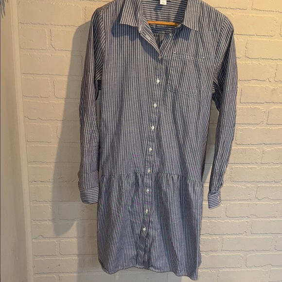 Amazon Essentials dress Striped Long Sleeve sash belt large button down - Picture 1 of 5